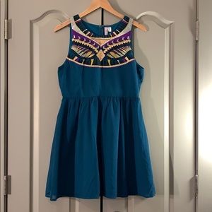 Alya Blue mini babydoll dress with beading size M